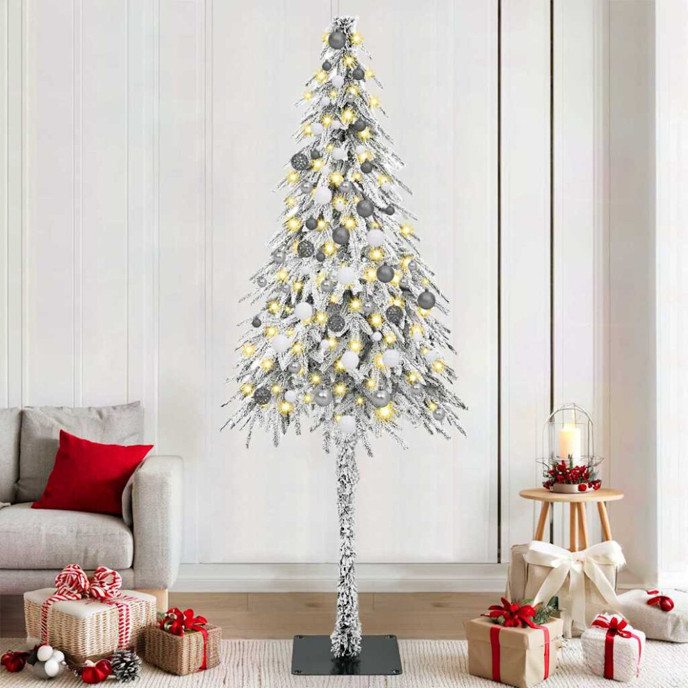 Vidaxl (210 Cm) Christmas Tree With Stand White Pe And Steel Decoration Seasonal Led