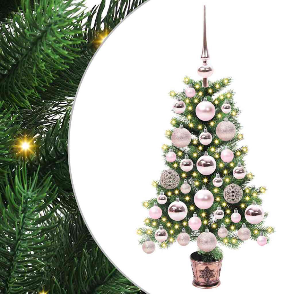 Pre-Lit Baubles Artificial Christmas Tree 2Ft Pink/Green Vidaxl - Image 3