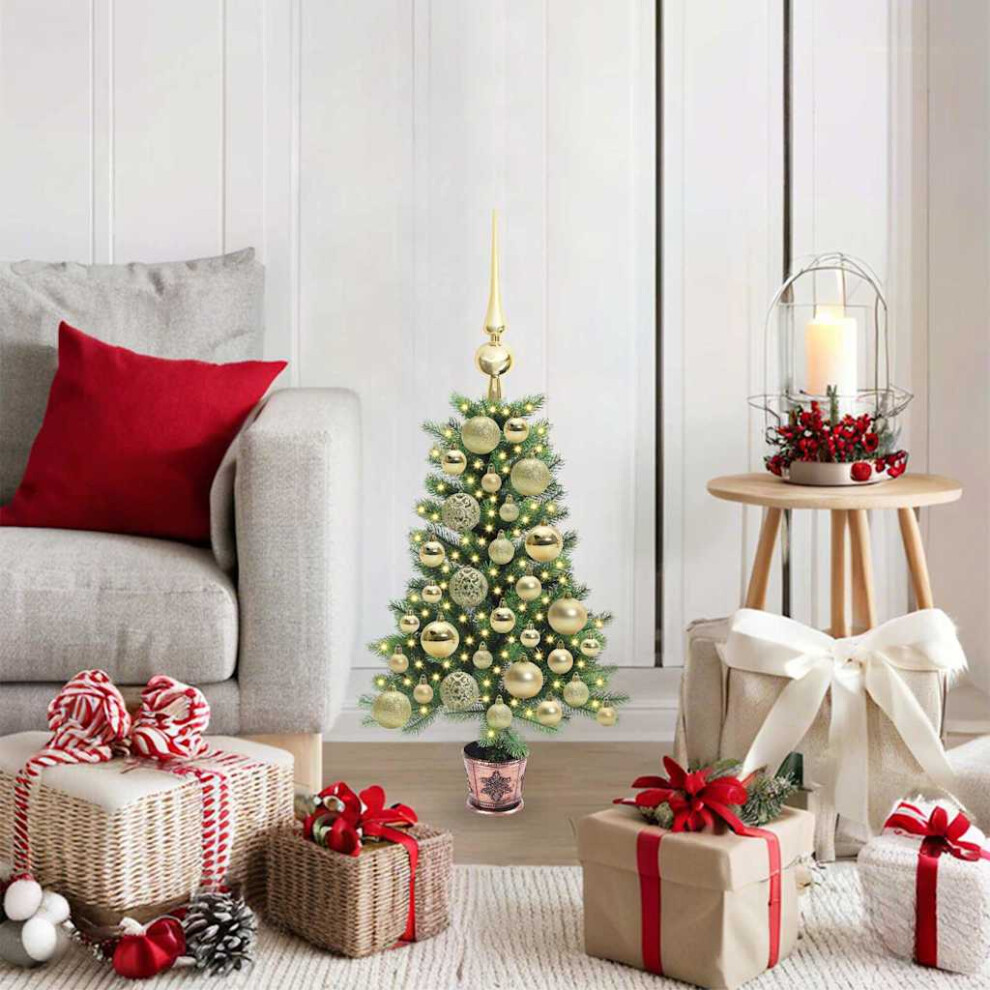 vidaXL Artificial Christmas Tree with LED Lights - 65 cm - Green - Image 2