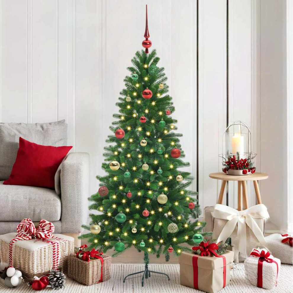 vidaXL Artificial Christmas Tree with 150 LEDs - 150 cm - Green - PE - Image 3