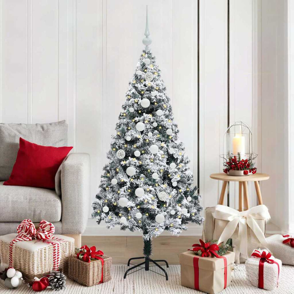 vidaXL Artificial Christmas Tree - 150 cm - Snow Flocked - Green - 680 Tips - Image 2
