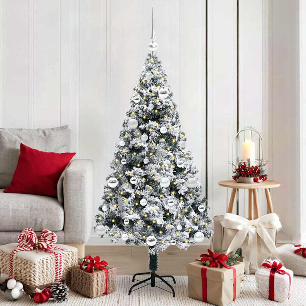 vidaXL Artificial Christmas Tree - 150cm - Snow Flocked - Green - 150 LEDs - Image 3