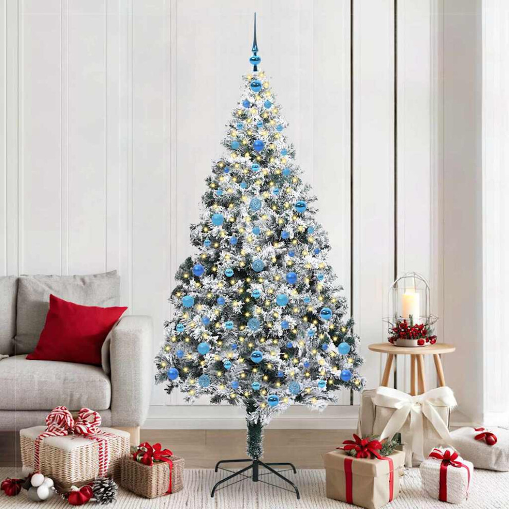 vidaXL Artificial Christmas Tree 210 cm Green Snow Flocked with 300 LEDs - Image 3