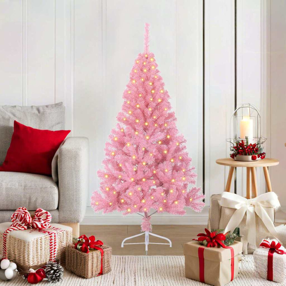vidaXL Pre-lit Artificial Christmas Tree - 120 cm - Pink - PVC - Image 2