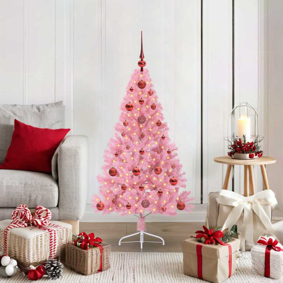 vidaXL Pre-lit Artificial Christmas Tree - 120 cm - Pink - Image 2