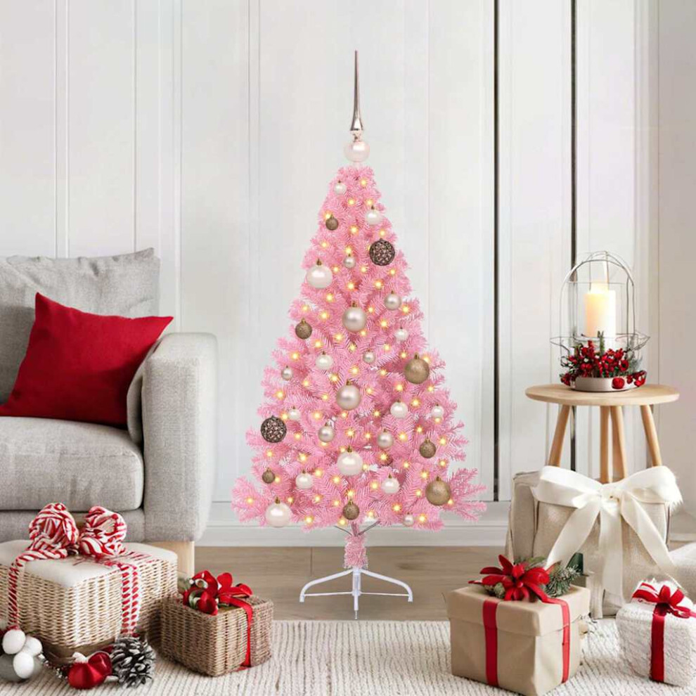 B&Q - Artificial Pre-Lit Christmas Tree With 150 Leds Pink 120 Cm Pvc - Image 2
