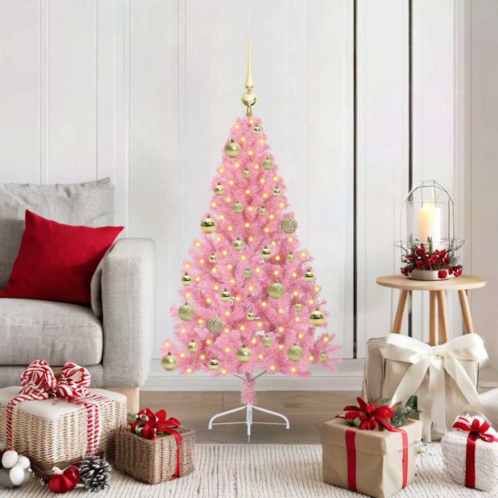 Vidaxl (Pink, 120 Cm) Artificial Half Christmas Tree With Leds&Ball Multi Colours Multi Sizes