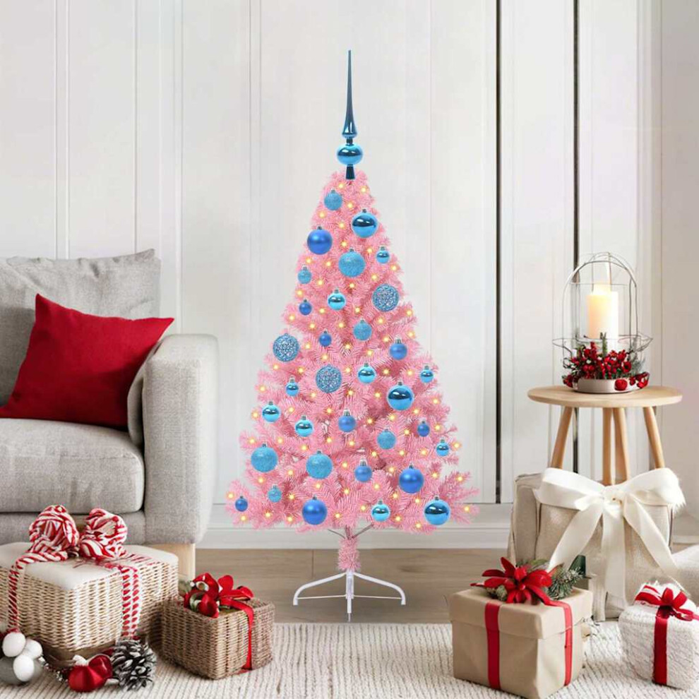 B&Q - Artificial Pre-Lit Christmas Tree With 150 Leds Pink 120 Cm Pvc - Image 2