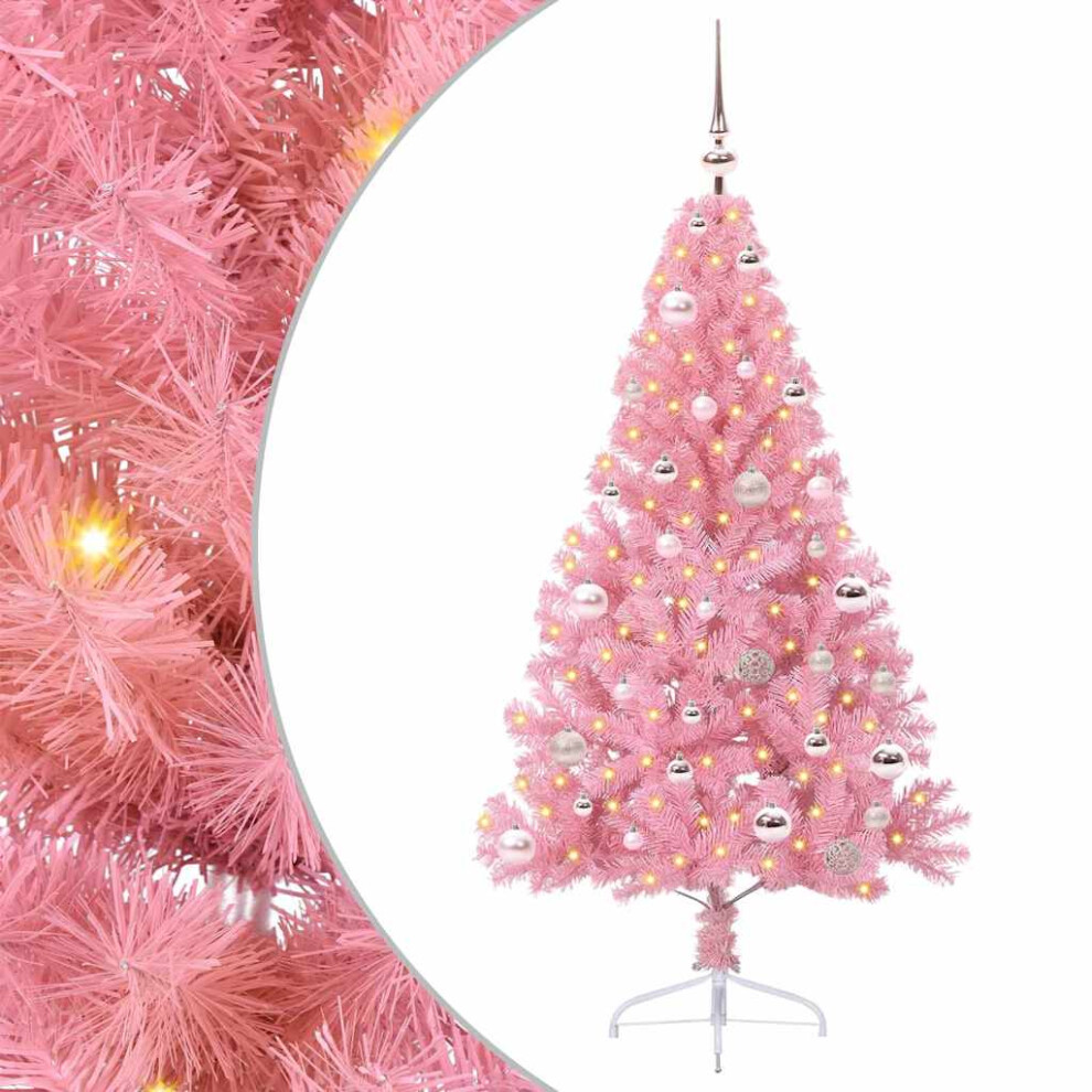 B&Q -  Artificial Pre-Lit Christmas Tree With 150 Leds Pink 150 Cm Pvc - Image 3