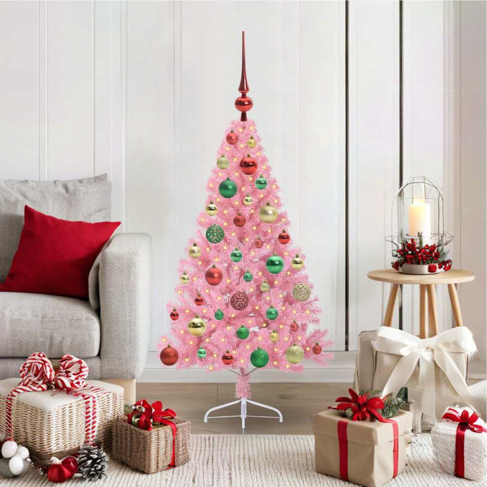 Vidaxl (Pink, 120 Cm) Artificial Half Christmas Tree With Leds&Ball Multi Colours Multi Sizes