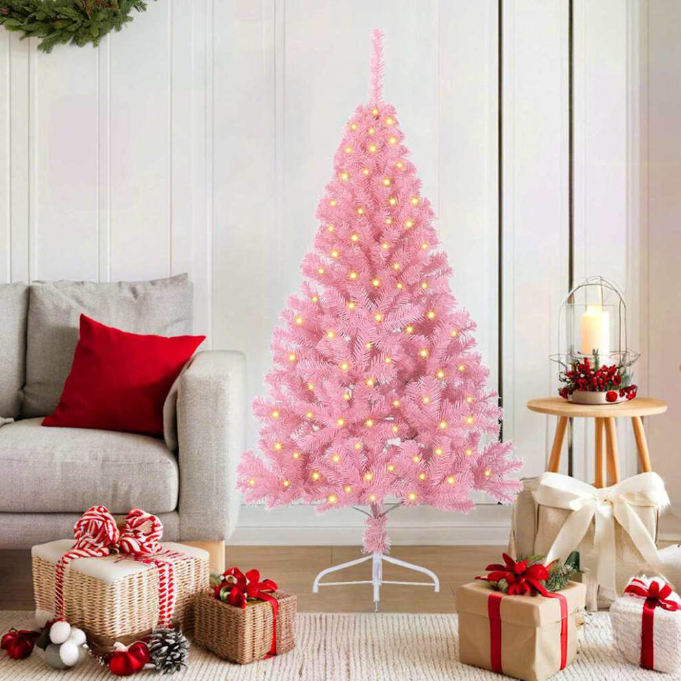 B&Q -  Artificial Pre-Lit Christmas Tree With 150 Leds Pink 150 Cm Pvc - Image 3