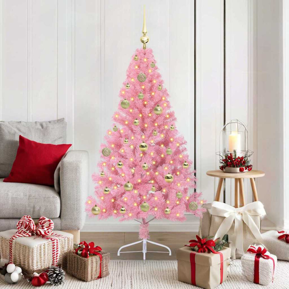 B&Q -  Artificial Pre-Lit Christmas Tree With 150 Leds Pink 150 Cm Pvc - Image 3