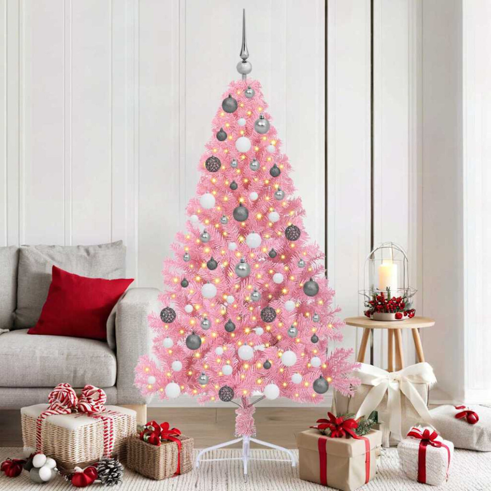Vidaxl (Pink, 180 Cm) Artificial Half Christmas Tree With Leds&Ball Multi Colours Multi Sizes