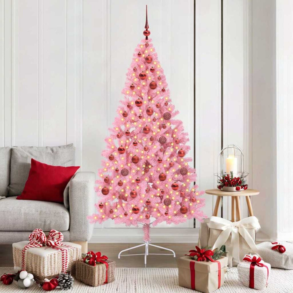 vidaXL Pre-lit Artificial Christmas Tree 180 cm - Pink PVC with 300 LEDs - Image 2