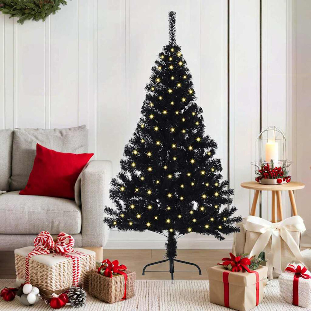vidaXL Pre-lit Artificial Christmas Tree - Black - 150 cm - Image 3