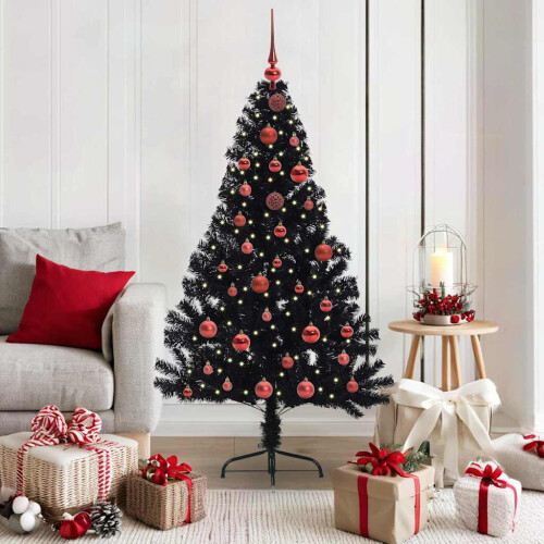 VidaXL vidaXL Artificial Pre-lit Christmas Tree Black 150 cm PVC