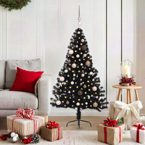 VidaXL vidaXL Artificial Pre-lit Christmas Tree Black 150 cm PVC