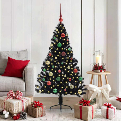 VidaXL vidaXL Artificial Pre-lit Christmas Tree Black 150 cm PVC