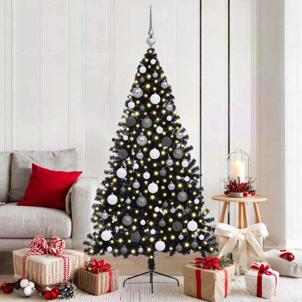 Vidaxl (Black, 180 Cm) Artificial Half Christmas Tree With Leds&Ball Multi Colours Multi Sizes