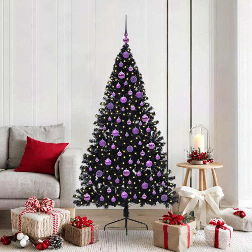 VidaXL vidaXL Artificial Pre-lit Christmas Tree Black 180 cm PVC