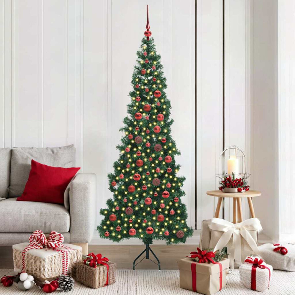 Vidaxl Corner Artificial Christmas Tree With Red Balls Green 180 Cm Pvc And Metal, Green - Image 2