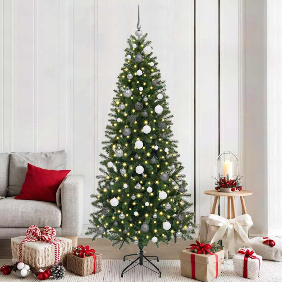 Vidaxl (210 Cm) Artificial Christmas Tree With Stand Green Pe And Pvc Decoration Indoor