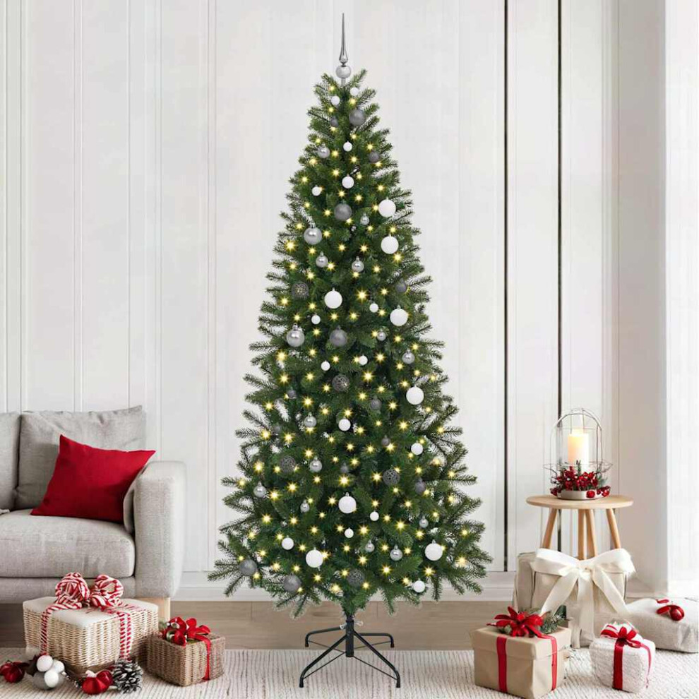 Vidaxl (240 Cm) Artificial Christmas Tree With Stand Green Pe And Pvc Decoration Indoor