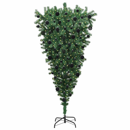VidaXL vidaXL Upside-down Artificial Pre-lit Christmas Tree with Ball Set PVC 2