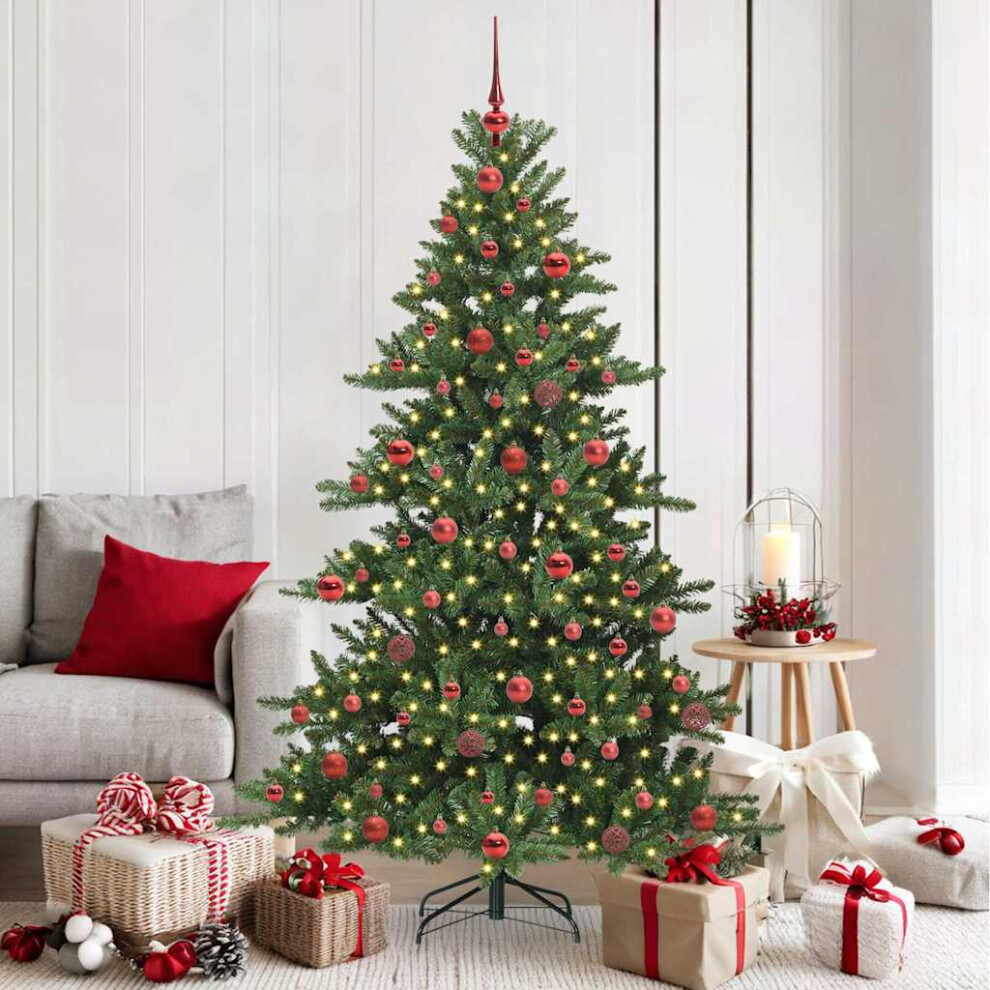 Vidaxl (Green, 180 Cm) Artificial Hinged Christmas Tree With Stand Pvc And Steel Decorations