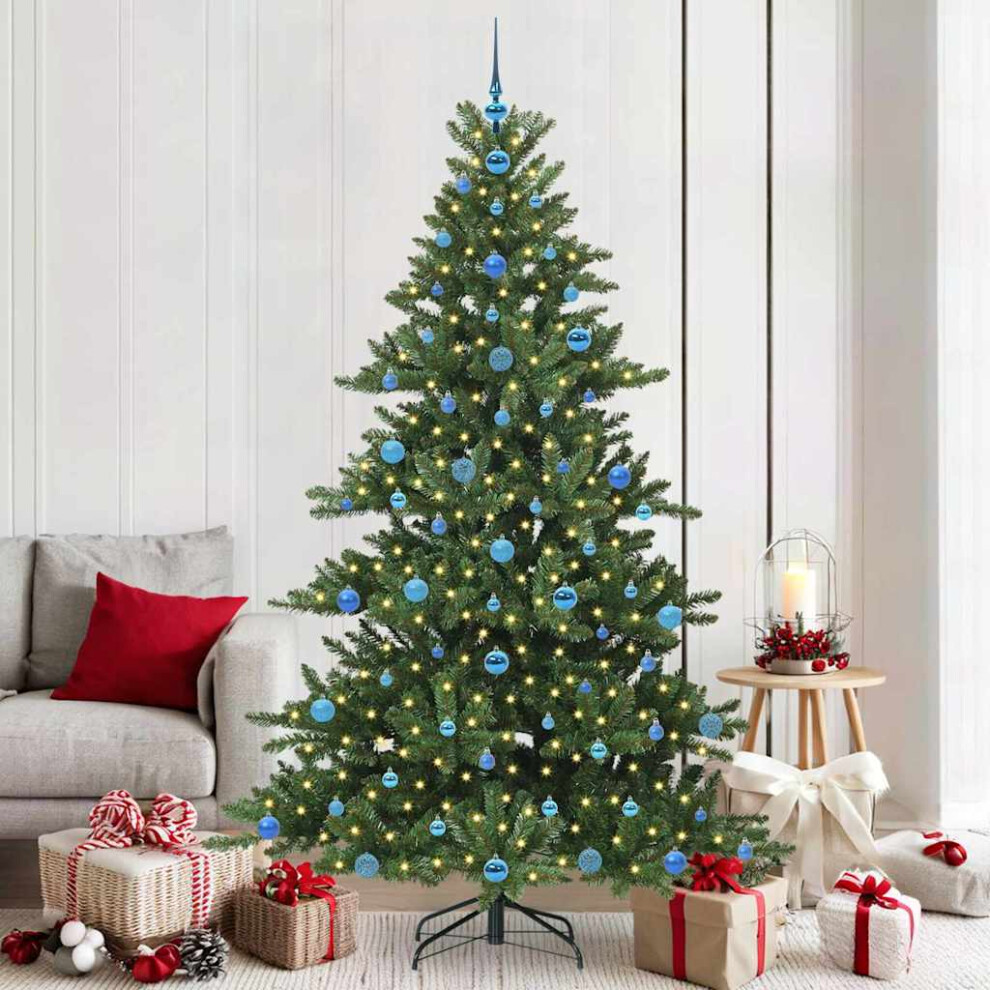VIDAXL Hinged Artificial Christmas Tree with 300 LED Lights - 210 cm - Green - Image 2