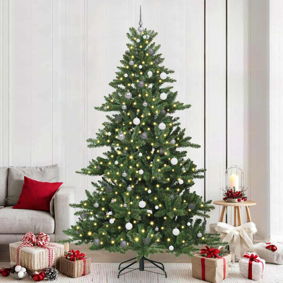 Vidaxl (Green, 240 Cm) Artificial Hinged Christmas Tree With Stand Pvc And Steel Decorations