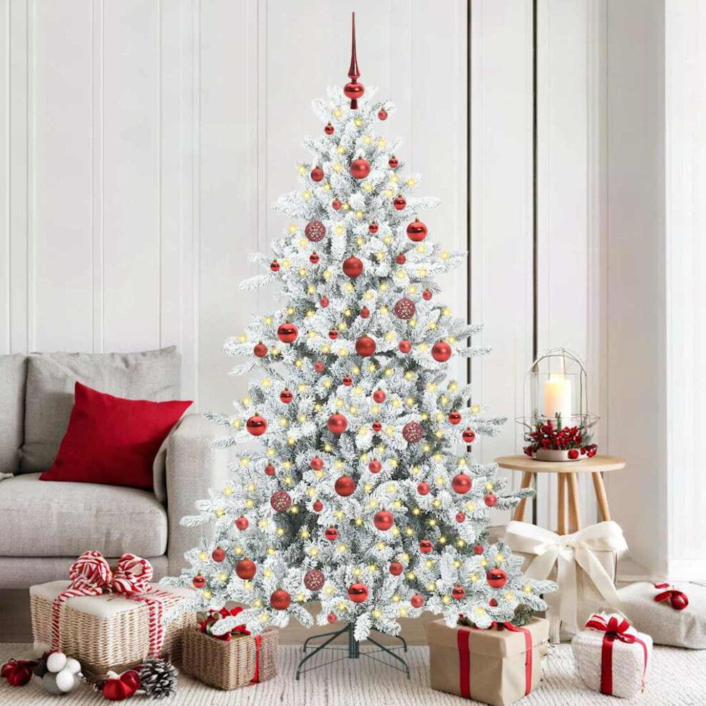 Vidaxl (White, 180 Cm) Artificial Hinged Christmas Tree With Stand Pvc And Steel Decorations