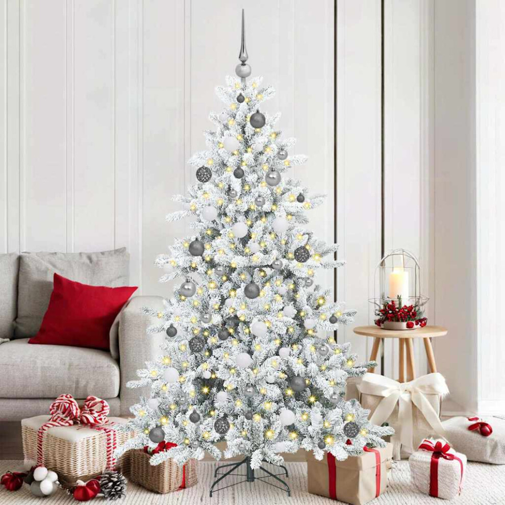 Vidaxl (White, 180 Cm) Artificial Hinged Christmas Tree With Stand Pvc And Steel Decorations