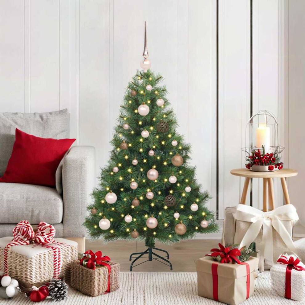 Vidaxl Artificial Christmas Tree With 150 Leds, Rose Gold Balls Green 120 X 74 Cm Pe And Pvc, Green - Image 2