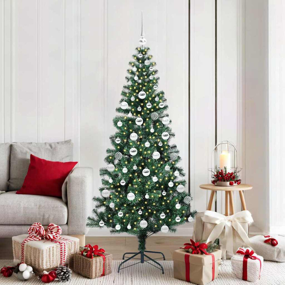 Vidaxl (180 Cm) Artificial Pre-Lit Christmas Tree Green Pvc And Metal Led Decorative