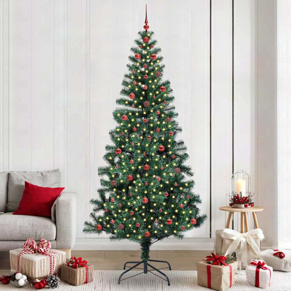 Vidaxl (240 Cm) Artificial Pre-Lit Christmas Tree Green Pvc And Metal Led Decorative