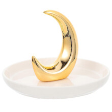 White Ceramic Jewelry Tray for Storage Stylish and Delicate Moon Design 1pc