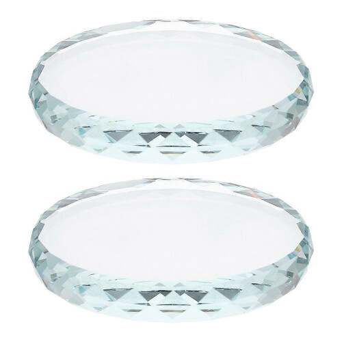 Round Transparent Glass Display Base for Storage Use 2Pcs Multipurpose Ornament Base