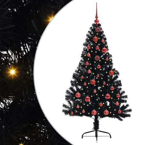 VidaXL vidaXL Artificial Pre-lit Christmas Tree Black 150 cm PVC 1