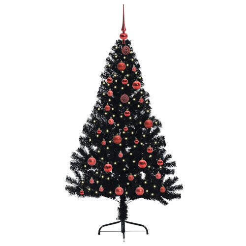 VidaXL vidaXL Artificial Pre-lit Christmas Tree Black 150 cm PVC 2