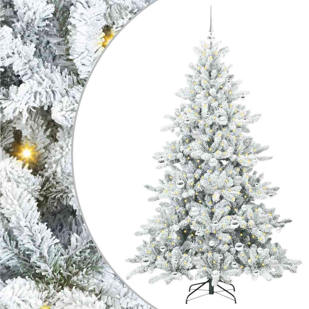 Vidaxl (White, 180 Cm) Artificial Hinged Christmas Tree With Stand Pvc And Steel Decorations
