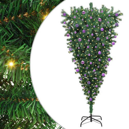 VidaXL vidaXL Upside-down Artificial Pre-lit Christmas Tree with Ball Set PVC