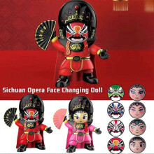 (Pink/one-size) Street Stall Sichuan Opera Face Changing Doll Chinese Characteristic Creative Plush Doll Gift Keychain Small Toy