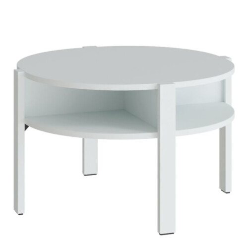 Round Coffee Table with Open Shelf in Grey 1