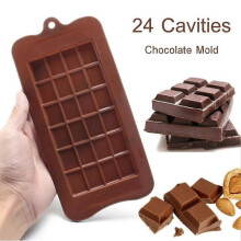 24 Grid Chocolate Candy Sugar Mould Bar Block Ice Silicone Molds Bake