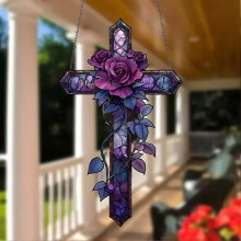 New Religious Purple Cross Acrylic Bedroom Study Wall Waterproof Wear-Resistant Pendant Hanging Decoration