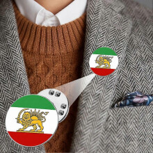 (D) Old Iran Persia Flag Lapel Pins Metal Persian Iranian Lion Pin