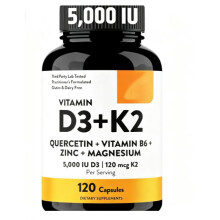 Vitamin D3 K2 Capsules with B6 Zinc and Quercetin, Immune Support Bone Health, USA Quality, Mexico Popular,