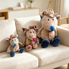 (25cm, Blue) Couple Toys Floral Dress Hat Real Life Rat Plush Toys Realistic Mouse Stuffed Farm Animals Toy Pet Mice Gifts Educational Toys