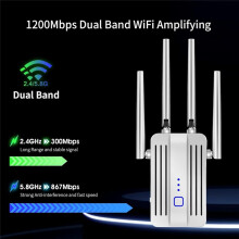 Amplificador WLAN 1200 Mbit/S Repetidor WLAN, Dual Band 5GHz e 2.4GHz Repetidor WiFi, Compatível com Todos Os Dispositivos WLAN Plugue Eu